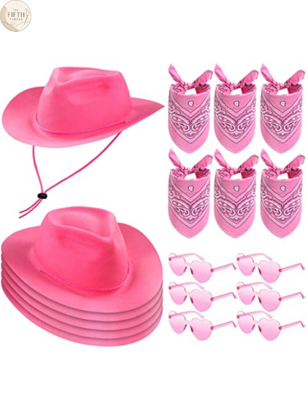 Cowboy Hat Bandana Sunglasses Set 18 Pcs Felt Plastic Polyester Adults